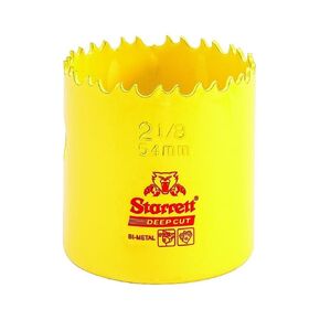 Starrett Bi-Metal Deep Cut Hole Saw with Abrasion Resistant HSS Teeth - Ideal for Cutting Metal, Steel, and Wood - 2-1/8" (54mm) Diameter, 2" Depth - DCH0218-G