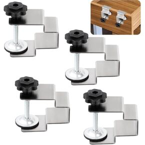 4PCS Drawer Front Installation Clamps, Universal Cabinet Installation Clamps, Bow Structure Cabinet Aids Jigs, Stainless Steel Fixing Clips, Clamping Tools for Woodworking Fixture