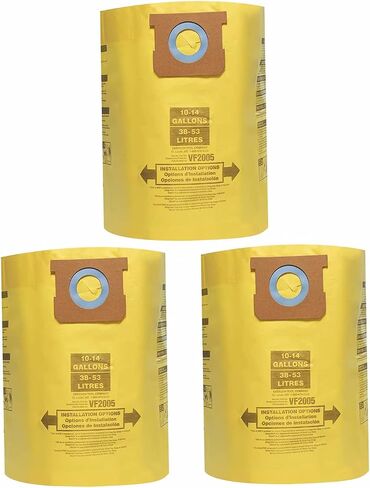 for Shop Vac 90661 9066100 Type E Wet Dry Vacuum Bag for Shop Vac 5 To 8 Gallon Disposable Collection Filter Bags (yellow-6pcs) in Saudi Arabia