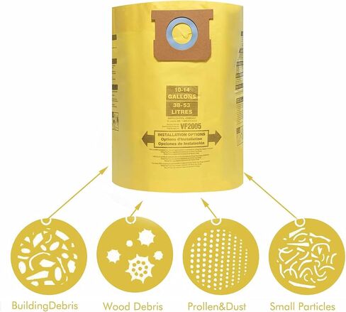 for Shop Vac 90661 9066100 Type E Wet Dry Vacuum Bag for Shop Vac 5 To 8 Gallon Disposable Collection Filter Bags (yellow-6pcs) in Saudi Arabia