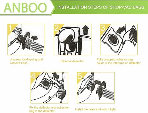 for Shop Vac 90661 9066100 Type E Wet Dry Vacuum Bag for Shop Vac 5 To 8 Gallon Disposable Collection Filter Bags (yellow-6pcs) in Saudi Arabia