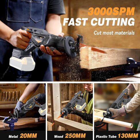 Cordless Reciprocating Saw For Dewalt 20V Battery, Brushless Reciprocating Saw, 3300RPM 28mm Reciprocating Stroke, 8 Saw Tool-Free Blade Change For Steel Bars Wood Metal Plastic Cutting (Tool Only) in Saudi Arabia