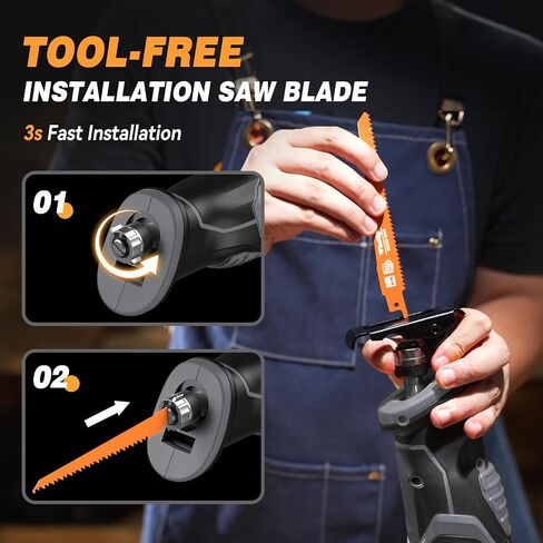 Cordless Reciprocating Saw For Dewalt 20V Battery, Brushless Reciprocating Saw, 3300RPM 28mm Reciprocating Stroke, 8 Saw Tool-Free Blade Change For Steel Bars Wood Metal Plastic Cutting (Tool Only) in Saudi Arabia