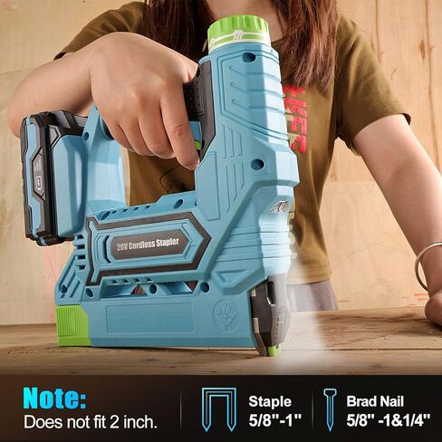 18 Gauge Nail Gun Battery Powered, 2 in 1 Cordless Nail Gun, 20V Cordless Brad Nailer/Stapler with Battery and Charger, A Storage Bag, 1000 Staples and 1500 Nail for Carpentry & DIY in Kuwait