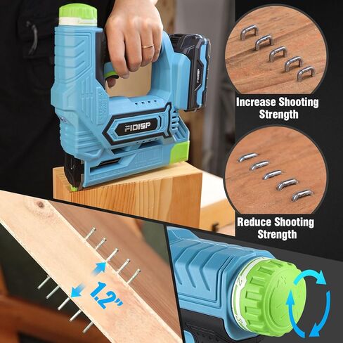 18 Gauge Nail Gun Battery Powered, 2 in 1 Cordless Nail Gun, 20V Cordless Brad Nailer/Stapler with Battery and Charger, A Storage Bag, 1000 Staples and 1500 Nail for Carpentry & DIY in Kuwait
