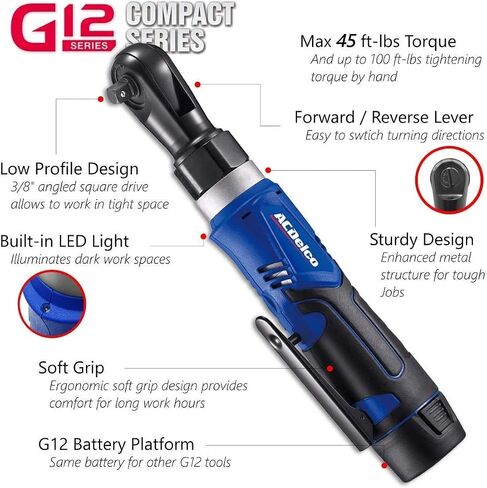ACDelco ARW1209-K16 G12 Series 12V Li-ion Cordless 3/8" Rachet Wrench & Compact Drill Driver Combo Tool Kit in Saudi Arabia