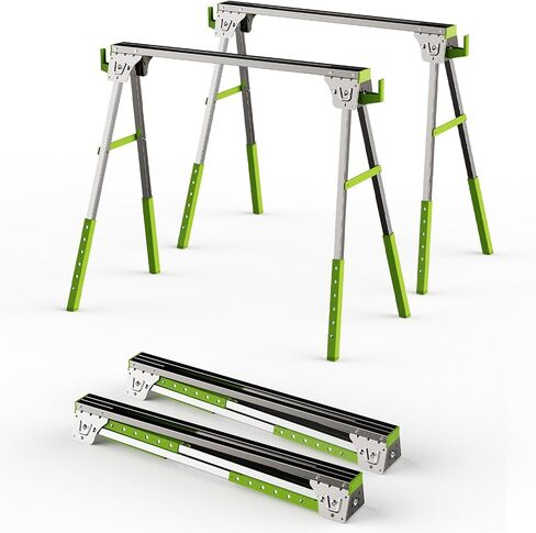 Adjustable Height Sawhorse 2 Pack, Folding Portable Saw Horses with 30-34 inch Adjustable Legs, Heavy Duty Steel Pro Bench Saw Horse for Woodworking, Carpenters, Contractors, Fully Assembled (blue) in Saudi Arabia