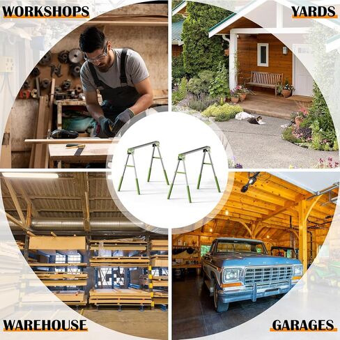 Adjustable Height Sawhorse 2 Pack, Folding Portable Saw Horses with 30-34 inch Adjustable Legs, Heavy Duty Steel Pro Bench Saw Horse for Woodworking, Carpenters, Contractors, Fully Assembled (blue) in Saudi Arabia
