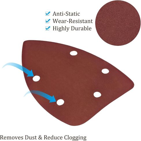 60pcs Mouse Sander Detail Sandpaper - [ 400-1000 Grit, 3.5" x 5.5"] Triangle Hook and Loop Assorted Sanding Pads Sheet for Wood Furniture Polishing Use | 5 Hole, Aluminum Oxide in Saudi Arabia
