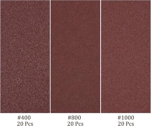 60pcs Mouse Sander Detail Sandpaper - [ 400-1000 Grit, 3.5" x 5.5"] Triangle Hook and Loop Assorted Sanding Pads Sheet for Wood Furniture Polishing Use | 5 Hole, Aluminum Oxide in Saudi Arabia
