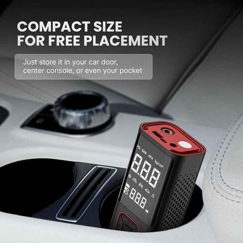 منفاخ إطارات لاسلكي منفاخ هواء محمول - ضاغط هواء محمول متعدد الأغراض، مضخة هواء مدمجة للدراجة، مضخة هواء لإطارات السيارات 150 رطل لكل بوصة مربعة، نفخ، ضاغط هواء للسيارات، أحمر in Kuwait