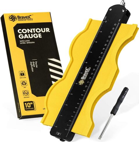 مقياس محيطي 10 بوصة - أداة ملف تعريف قياس محيطي ممتازة، ناسخ شكل غير منتظم مع قفل معدني قابل للتعديل، نسخ دقيق للزوايا وقوالب النجارة والبلاط in Kuwait