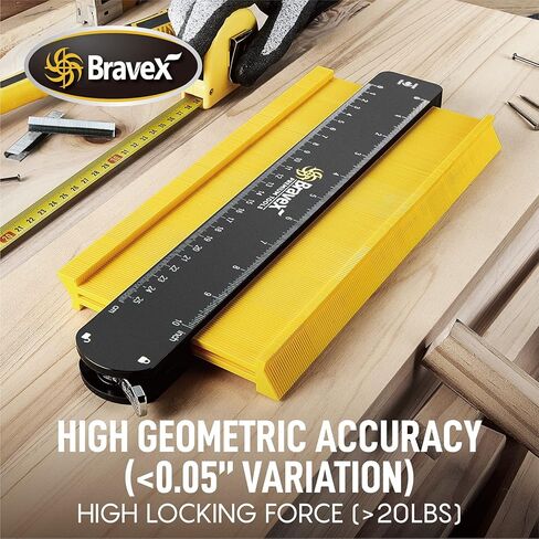 مقياس محيطي 10 بوصة - أداة ملف تعريف قياس محيطي ممتازة، ناسخ شكل غير منتظم مع قفل معدني قابل للتعديل، نسخ دقيق للزوايا وقوالب النجارة والبلاط in Kuwait