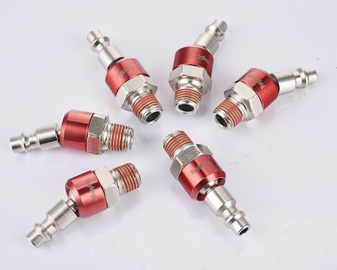 Industrial-Grade 1/4" Swivel Air Plug, 6-Pack 360° Swivel Steel Red Electrophoresis Plug, 1/4-Inch NPT Male Pre-Coated 18-Threads, Air Hose Fittings(Red) in Saudi Arabia