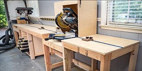DIY Miter Saw Station with Storage Plans - Woodworking Bench Build in Saudi Arabia