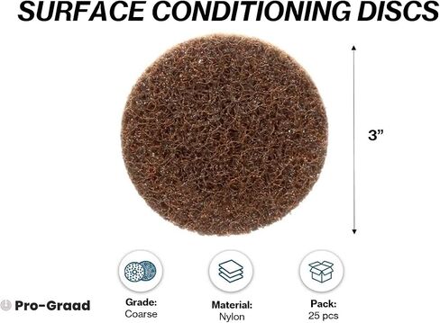 3" Quick Change Non-Woven Nylon Surface Conditioning Discs for Deburring Sanding Blending Polishing Paint Removal with Male R-Type Backing, Use with Die Grinder - Brown- (Coarse) - (25 Pack) in Saudi Arabia