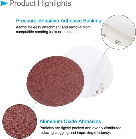 PSA Sanding Discs, 5 Inch Dia 40 Grits, Self Adhesive Sticky-Back Sandpaper - (Applications: for Woodworking Metal Finishing), 15-Pieces in Saudi Arabia
