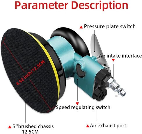 5-inch pneumatic polishing machine, sandpaper machine, pneumatic polishing machine, pneumatic grinding machine, automotive waxing machine, adjustable high speed 12000 rpm (S-1250G_5inch) in Saudi Arabia