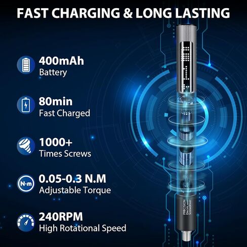 59-in-1 Precision Electric Screwdriver Set with Digital Display, 3 Torque Levels, LED Light, USB Charging, Cordless Repair Tool for Phones, Laptops, Cameras, Watches - Compact and Convenient in Saudi Arabia