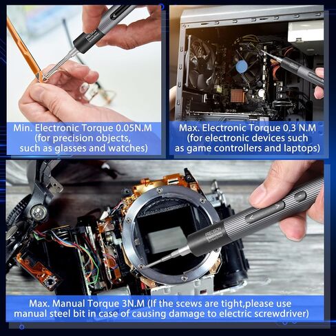 59-in-1 Precision Electric Screwdriver Set with Digital Display, 3 Torque Levels, LED Light, USB Charging, Cordless Repair Tool for Phones, Laptops, Cameras, Watches - Compact and Convenient in Saudi Arabia
