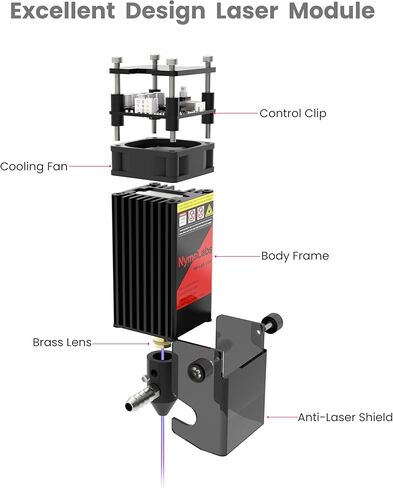 Optical Output 10W Compressed Spot Laser Module with Air Assist Nozzle, 0.08mm*0.07mm Laser Spot, Work for NBS-6040, NBX-5040, Other Machine with 12V PWM GND Port in Kuwait