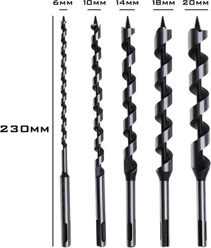 SING F LTD 5 قطعة 230 مللي متر مثقاب الخشب مجموعة لقمة مثقاب 230 مللي متر SDS plus6mm 10 مللي متر 14 مللي متر 18 مللي متر 20 مللي متر لقمة ثقب الخشب in Saudi Arabia