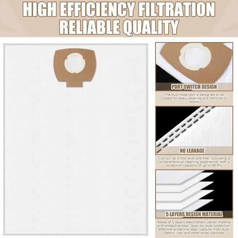 5 Pcs Vacuum Cleaner Bags Compatible with Makita L P-72899 VC4710 VC3012L Filter Bags for VC2010L Replacement Vacuum Filter Bags in Saudi Arabia