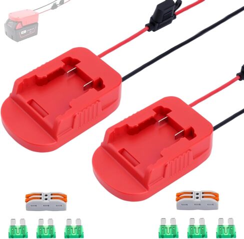 عبوتان من محول عجلة الطاقة متوافق مع محول بطارية Milwaukee M18 18V مع الصمامات ومحطات الأسلاك موصل محول الطاقة لألعاب السيارات RC DIY والروبوتات وشاحنة Rc in Kuwait