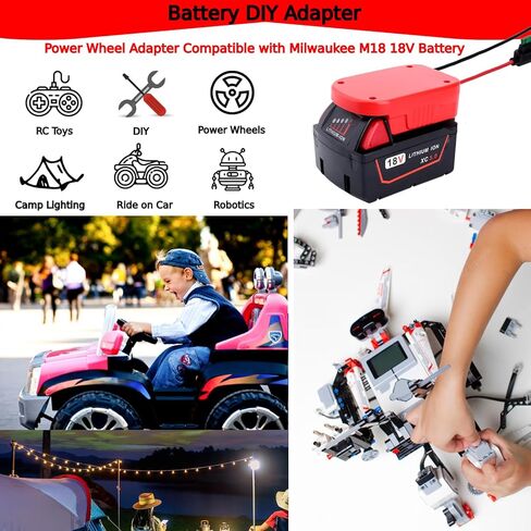 عبوتان من محول عجلة الطاقة متوافق مع محول بطارية Milwaukee M18 18V مع الصمامات ومحطات الأسلاك موصل محول الطاقة لألعاب السيارات RC DIY والروبوتات وشاحنة Rc in Kuwait