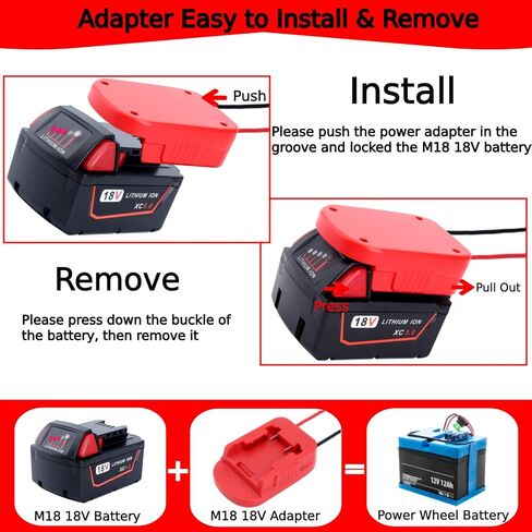 عبوتان من محول عجلة الطاقة متوافق مع محول بطارية Milwaukee M18 18V مع الصمامات ومحطات الأسلاك موصل محول الطاقة لألعاب السيارات RC DIY والروبوتات وشاحنة Rc in Kuwait