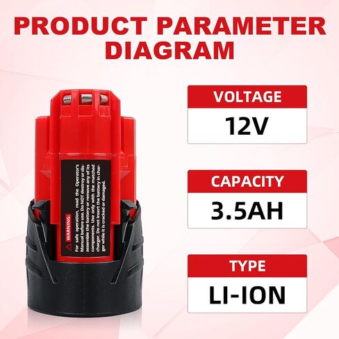 2PACK M-12 3.5 12V Lithium Ion Battery and N12 charger Replacement for Milwaukee 12V Battery Compatible with 48-11-2440 48-11-2412 48-11-2460 48-11-2411 48-11-2420 48-11-2401 12V Cordless Tools in Saudi Arabia