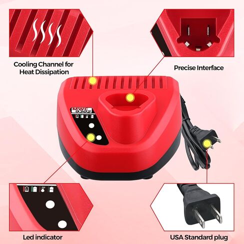 2PACK M-12 3.5 12V Lithium Ion Battery and N12 charger Replacement for Milwaukee 12V Battery Compatible with 48-11-2440 48-11-2412 48-11-2460 48-11-2411 48-11-2420 48-11-2401 12V Cordless Tools in Saudi Arabia