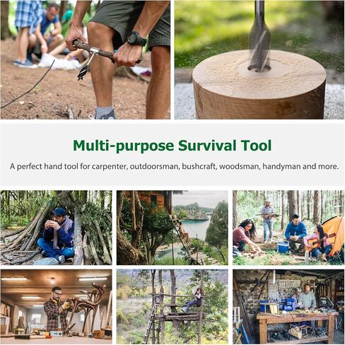 أداة المستوطنين البقاء على قيد الحياة مفتاح اوجير يدوي، Weytoll 4-Edge دليل اوجير المستوطن مفتاح Bushcraft سكوتش العين اوجير الحفر لأعمال النجارة التخييم الحطب تقسيم in Kuwait