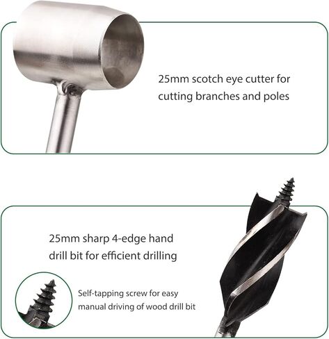 أداة المستوطنين البقاء على قيد الحياة مفتاح اوجير يدوي، Weytoll 4-Edge دليل اوجير المستوطن مفتاح Bushcraft سكوتش العين اوجير الحفر لأعمال النجارة التخييم الحطب تقسيم in Kuwait