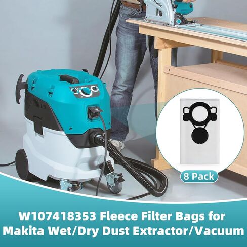 8 عبوات من أكياس فلتر الصوف W107418353 لمستخرج الغبار الرطب/الجاف من ماكيتا/طراز المكنسة الكهربائية VC4210L، أكياس بديلة ذات سعة كبيرة للاستعمال مرة واحدة in Kuwait