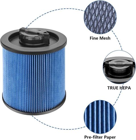 MZY LLC DXVC4003 HEPA Cartridge Filter Replacement for DEWALT 4 Gallon DXV04T, DXV05P, DXV05S, DXV08S, DXV06G Wet/Dry Vacuum Cleaners, 2 Pack in Saudi Arabia