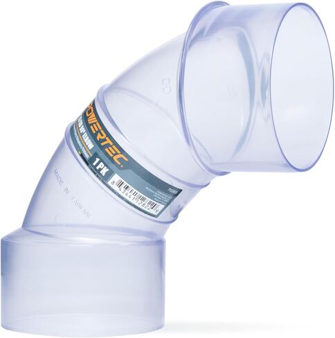 POWERTEC 70365 4 Inch ID/OD 90 Degree Elbow for 4 Inch OD Dust Collection Pipes, Adapters and Fittings and 4 Inch Dust Collection Hose (Clear), 1 Pack in Saudi Arabia