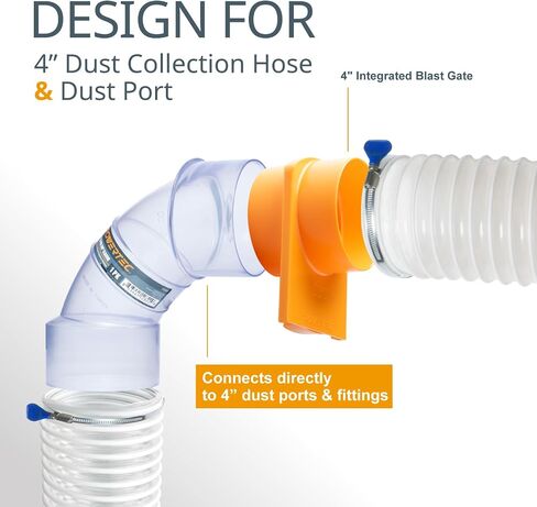 POWERTEC 70365 4 Inch ID/OD 90 Degree Elbow for 4 Inch OD Dust Collection Pipes, Adapters and Fittings and 4 Inch Dust Collection Hose (Clear), 1 Pack in Saudi Arabia