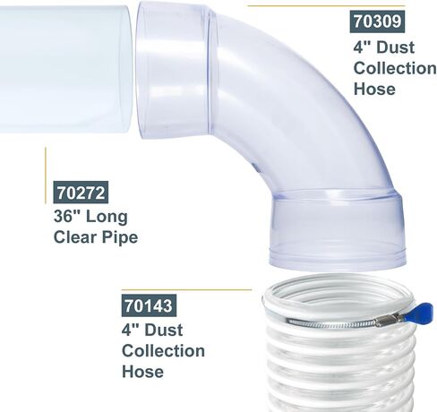 POWERTEC 70365 4 Inch ID/OD 90 Degree Elbow for 4 Inch OD Dust Collection Pipes, Adapters and Fittings and 4 Inch Dust Collection Hose (Clear), 1 Pack in Saudi Arabia