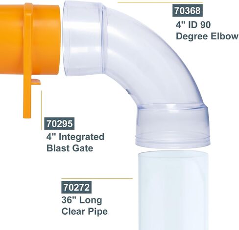 POWERTEC 70365 4 Inch ID/OD 90 Degree Elbow for 4 Inch OD Dust Collection Pipes, Adapters and Fittings and 4 Inch Dust Collection Hose (Clear), 1 Pack in Saudi Arabia