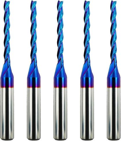 CNC Router Bit 1/4" Shank 1/8" Cutting Dia 3 Flutes Spiral End Mill 2 PCS | extra‑long cutting length design gives plenty of reach for deeper cuts, excellent for precision CNC work, Engraving in Saudi Arabia