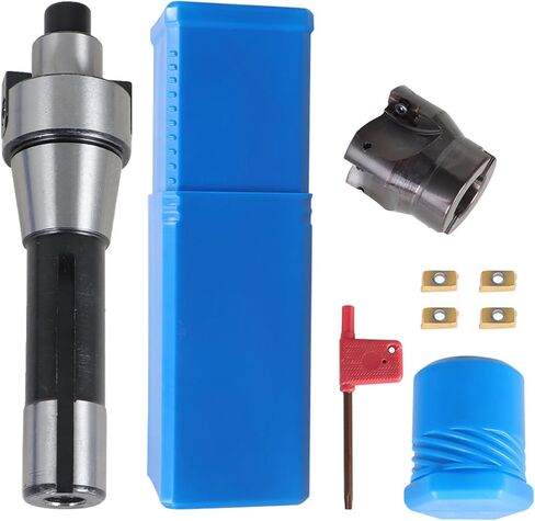R8 FMB22 Milling Shank with 4Pcs APMT1604 Inserts and T15 Wrench with 400R 50mm Face Milling Cutter CNC End Mills Fit for Plate Cutting and Milling Machine Workpiece Finishing in Saudi Arabia
