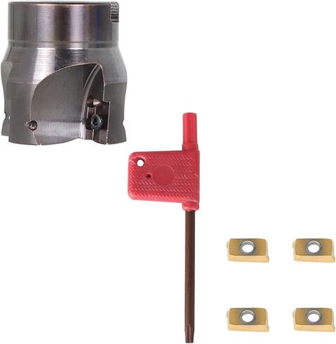 R8 FMB22 Milling Shank with 4Pcs APMT1604 Inserts and T15 Wrench with 400R 50mm Face Milling Cutter CNC End Mills Fit for Plate Cutting and Milling Machine Workpiece Finishing in Saudi Arabia