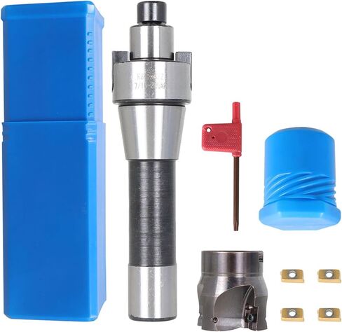 R8 FMB22 Milling Shank with 4Pcs APMT1604 Inserts and T15 Wrench with 400R 50mm Face Milling Cutter CNC End Mills Fit for Plate Cutting and Milling Machine Workpiece Finishing in Saudi Arabia