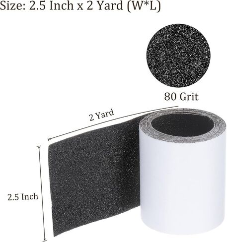 PSA Sandpaper Roll - [2.5 Inch x 2 Yard x 80 Grit] Sticky-Back Sanding Rolls for Automotive Car Paint Woodworking Metal Finishing Use, Silicon Carbide, Grey in Saudi Arabia