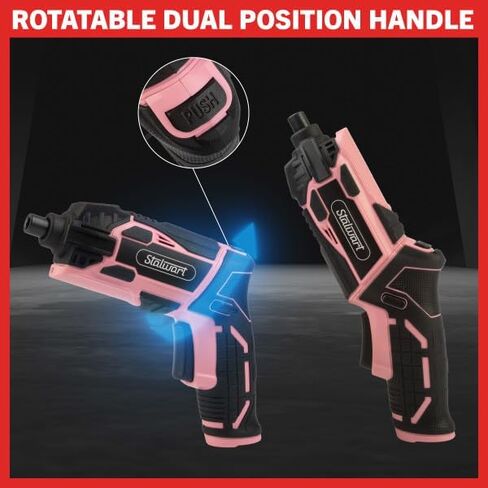 4V Electric Screwdriver 45-Piece Set - Rechargeable Cordless 4.5Nm 250RPM Screw Gun with Dual Position Grip and LED Light by Stalwart (Red) in Saudi Arabia