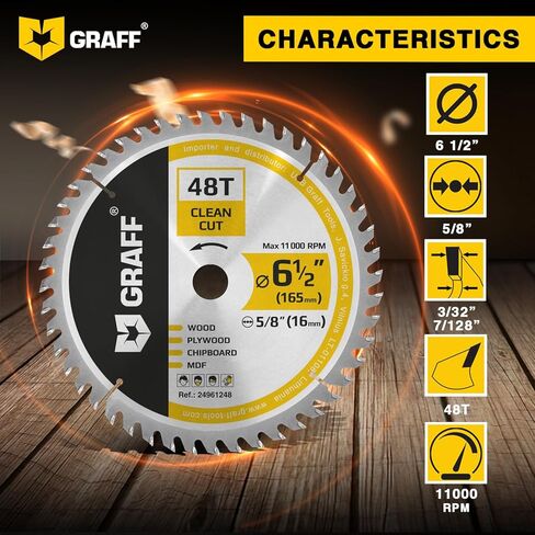 شفرة منشار دائري بزاوية 4-1/2 بوصة للخشب والخشب الرقائقي والصفائح والجدران الجافة والبلاستيك - قرص قطع الخشب 40 سنًا مع أربور 7/8 بوصة من غراف in Kuwait
