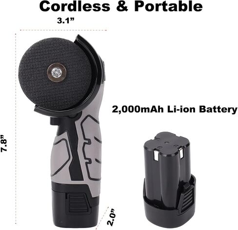Cordless Angle Grinder, 8500rpm Mini Grinder Tool Kit with 6x Discs, Brush Angle Grinder, Handheld Stone Wood Metal Cutter, with 16.8V 2000mAh Li-ion Battery, Dust Shield, Locking Switch in Saudi Arabia