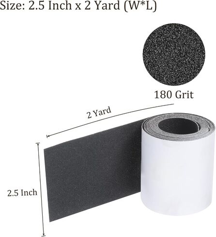 PSA Sandpaper Roll - [2.5 Inch x 2 Yard x 180 Grit] Sticky-Back Sanding Rolls for Automotive Car Paint Woodworking Metal Finishing Use, Silicon Carbide, Grey in Saudi Arabia
