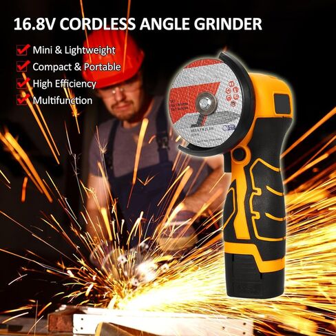 Cordless Brush Angle Grinder Kit, Weytoll 7000RPM Cordless Angle Grinder, Mini Angle Grinder with 2Pcs 16.8V 2000mAh Battery and Cutting Blade for Cutting Polished Brick Wood Stone Steel in Saudi Arabia